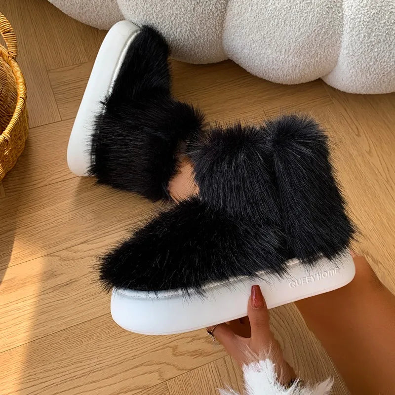 Plush Shoes Winter New Plush and Warm Snow Boots and Versatile Female Platform Shoes