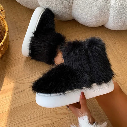 Plush Shoes Winter New Plush and Warm Snow Boots and Versatile Female Platform Shoes