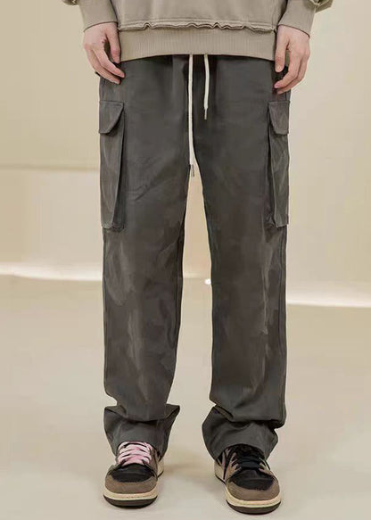 Camouflage Pants Embroideried Green Pockets Cotton