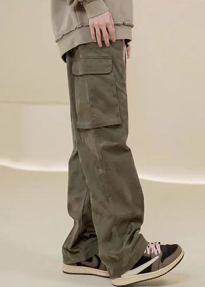 Camouflage Pants Embroideried Green Pockets Cotton