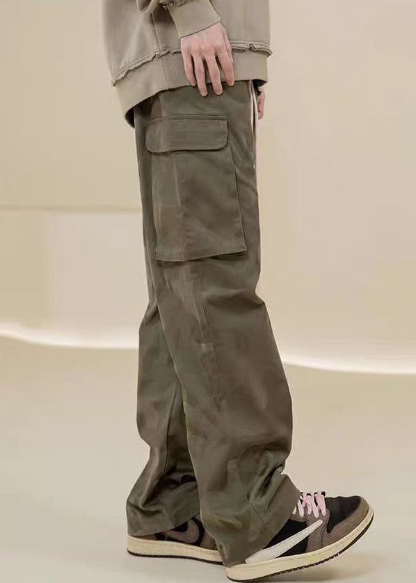 Camouflage Pants Embroideried Green Pockets Cotton