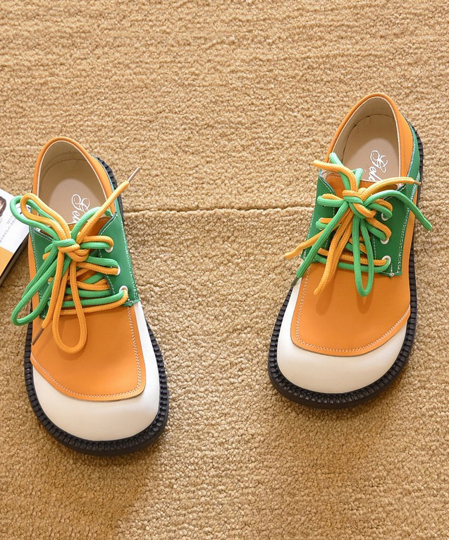 Flat for Lace Green Splicing Shoes Up
