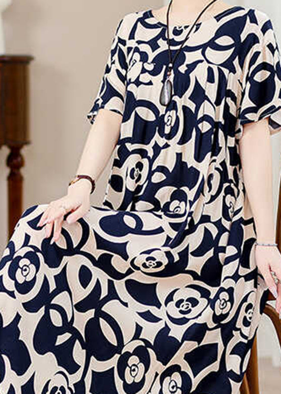 Green Print Pockets Silk Cotton Long Dresses Summer Qb013