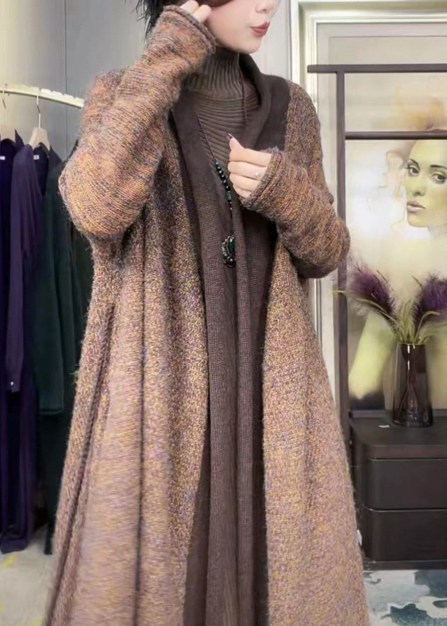 Green V Neck Cozy Warm Cotton Knit Long Cardigans Winter Rf031