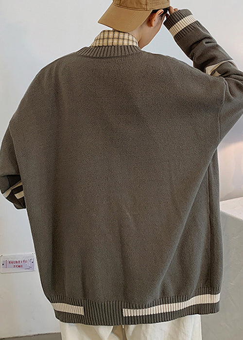 Cardigans Spring Pockets Knit Grey Striped