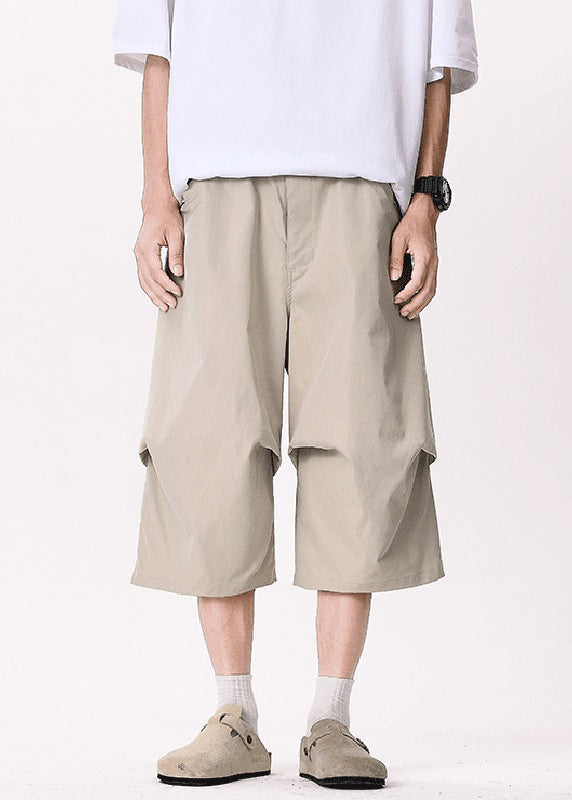 Khaki Asymmetrical Pockets Patchwork High Waist Pants Yt005