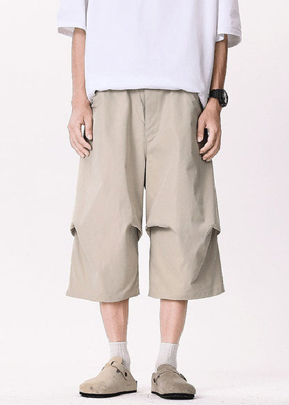 Khaki Asymmetrical Pockets Patchwork High Waist Pants Yt005
