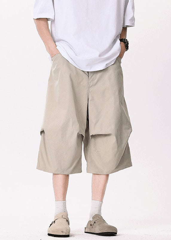 Khaki Asymmetrical Pockets Patchwork High Waist Pants Yt005