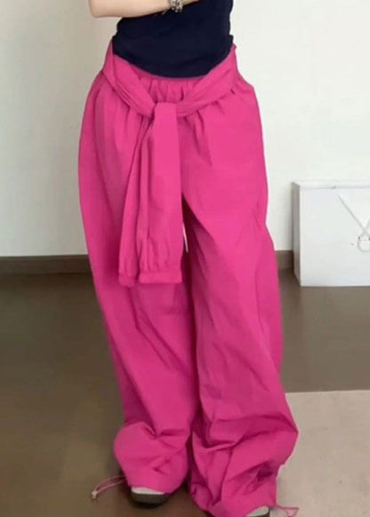 Khaki Pockets Elastic Waist Cotton Pants Summer Pp001