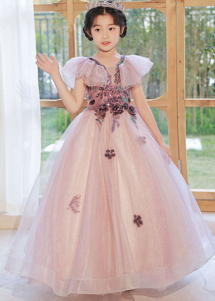 Light Purple V Neck Sequins Tulle Maxi Dress Summer Qv017