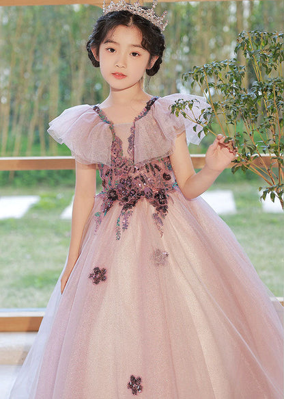 Light Purple V Neck Sequins Tulle Maxi Dress Summer Qv017