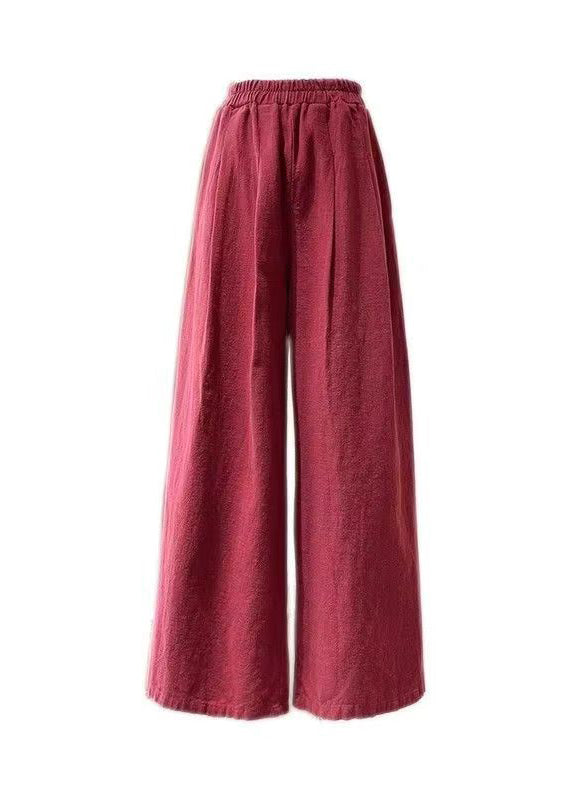 Mulberry Pockets Elastic Waist Cotton Wide Leg Pants Summer Qk003