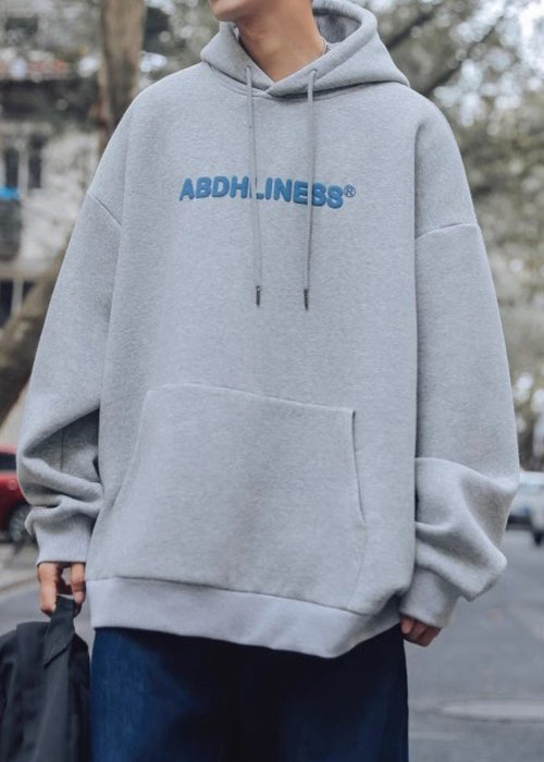 Navy Print Pockets Oversized Cotton Sweatshirt Spring Yq036