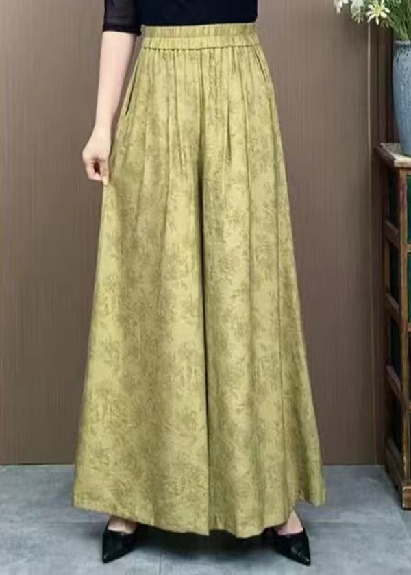 Orange Pockets Jacquard Cotton Wide Leg Pants Summer Bv079