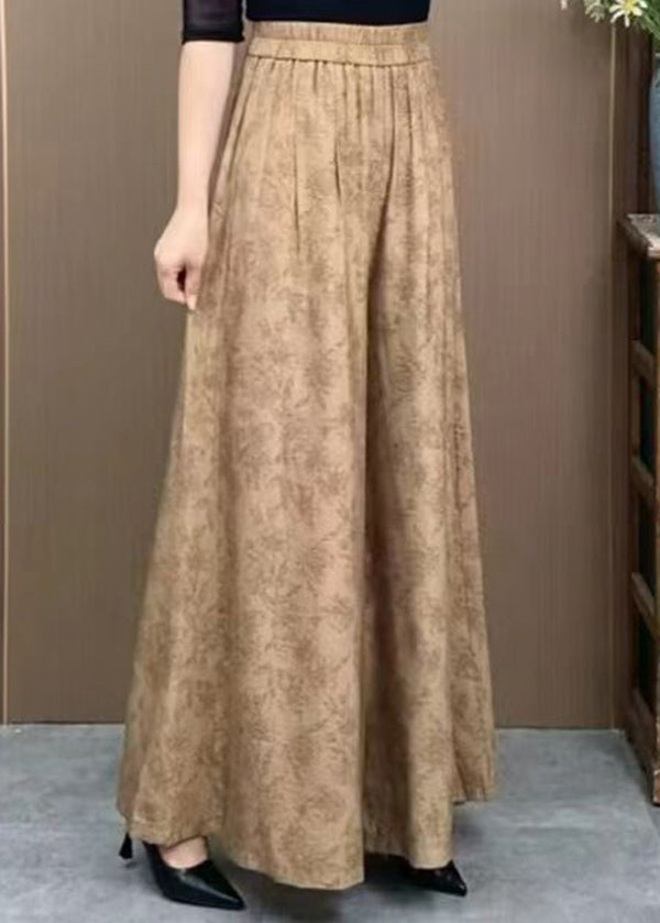 Orange Pockets Jacquard Cotton Wide Leg Pants Summer Bv079