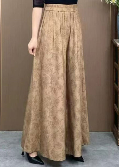 Orange Pockets Jacquard Cotton Wide Leg Pants Summer Bv079