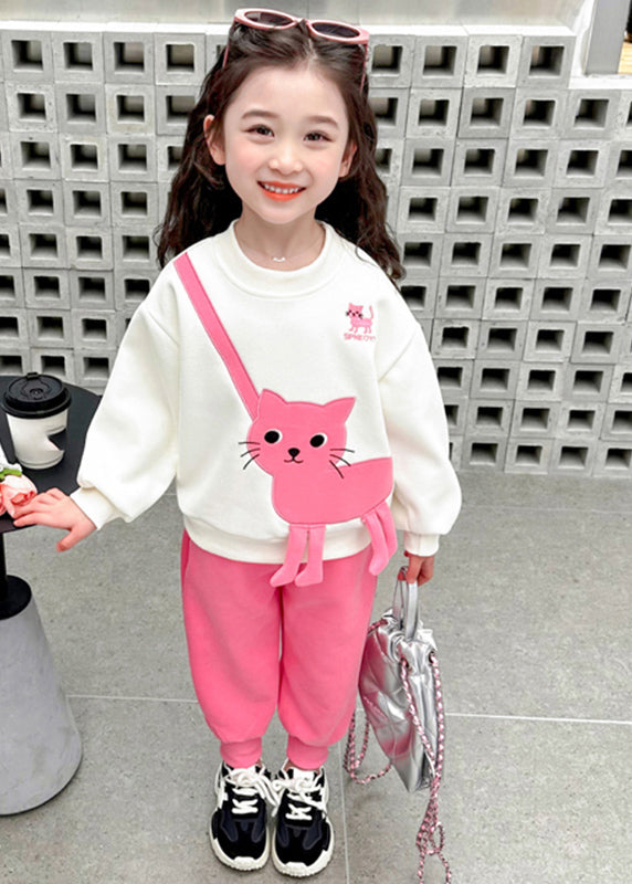 Pink Animal Sweatshirt and Pants Two Piece Set Clothing Spring Tr035