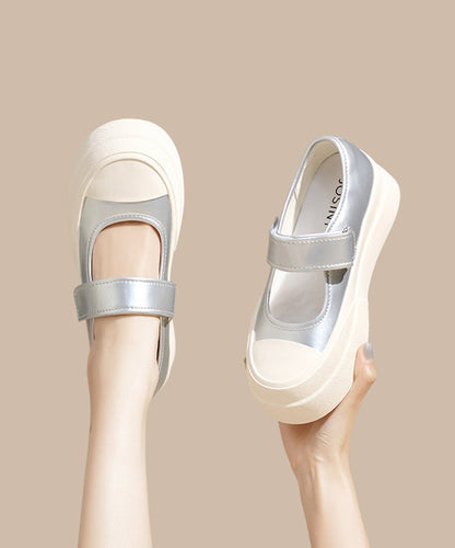 Pink Buckle Strap Splicing Platform Flat Feet Shoes Yc031