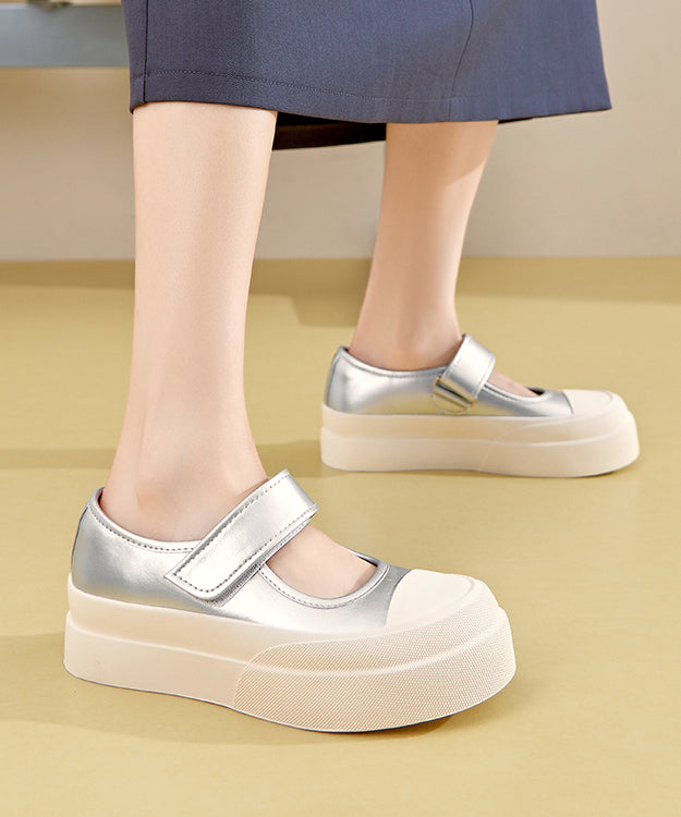 Pink Buckle Strap Splicing Platform Flat Feet Shoes Yc031