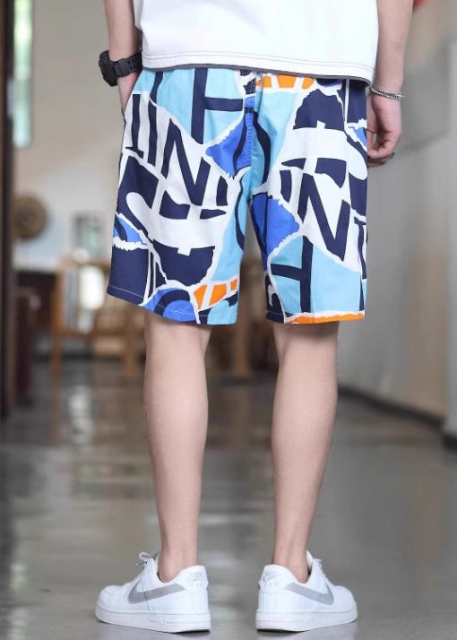Print Cotton Shorts Pockets Summer Pink