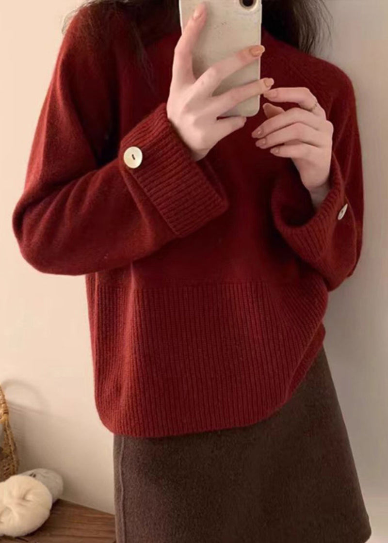Purple O-neck Cozy Cotton Knit Sweater Top Fall Qp023