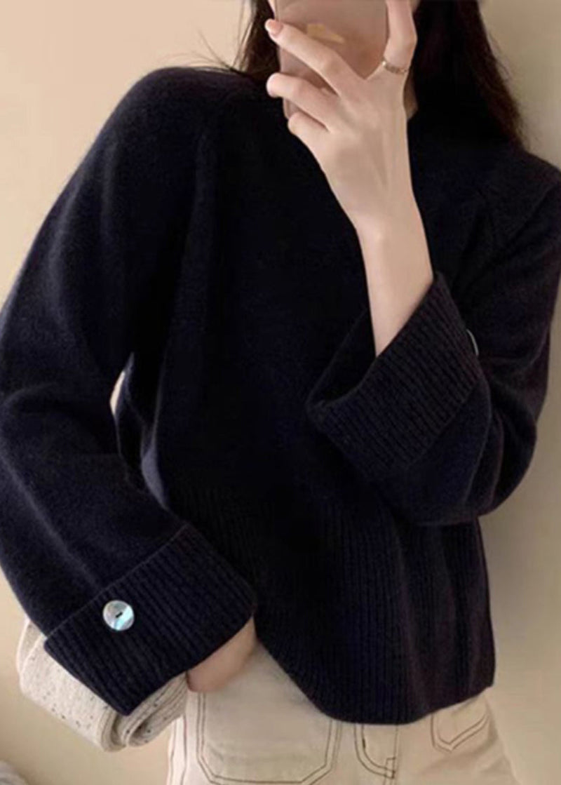 Purple O-neck Cozy Cotton Knit Sweater Top Fall Qp023
