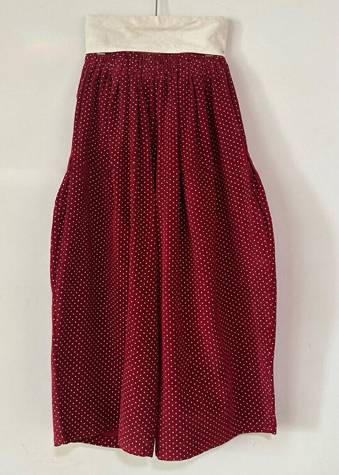 Pants Pockets High Spring Dot Corduroy Wide Red Leg Waist