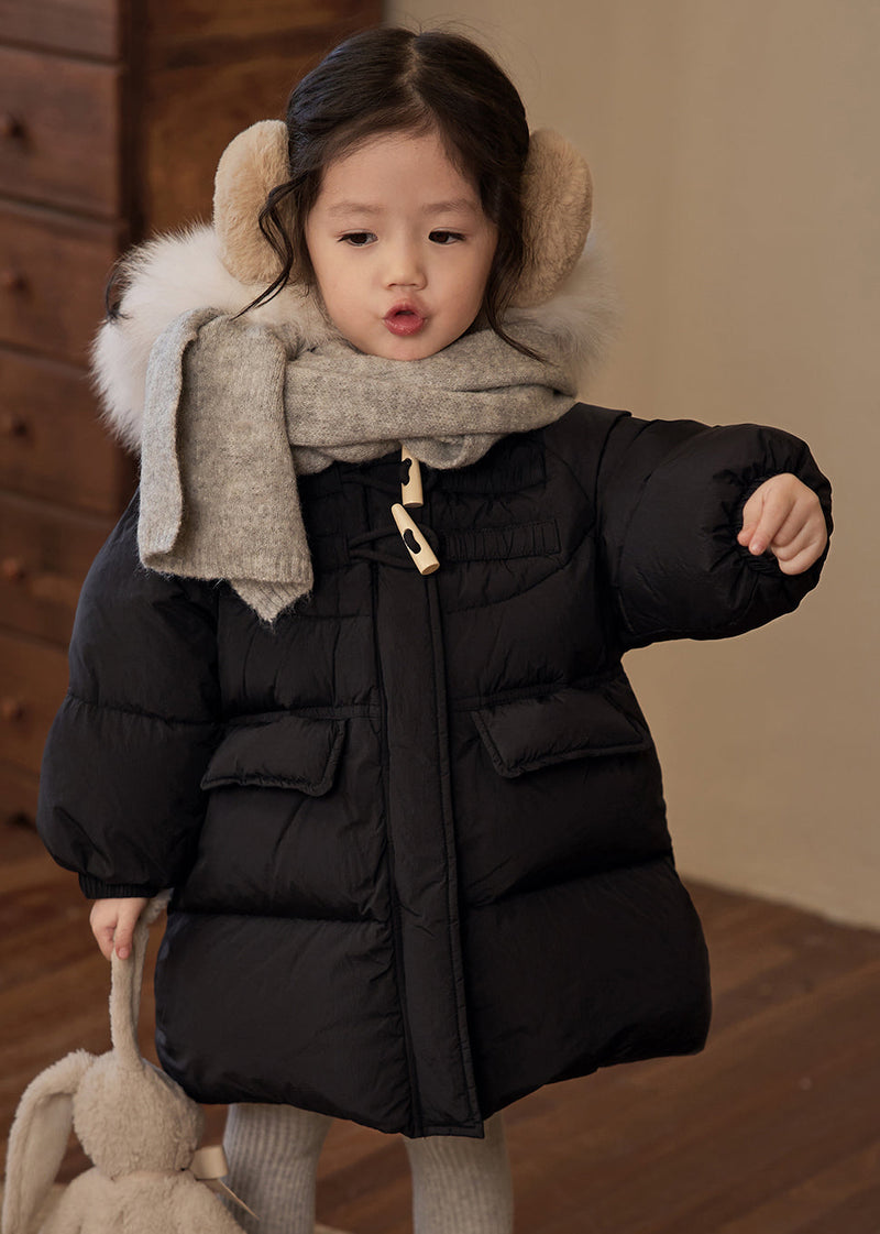Red Patchwork Pockets Fur Collar Detachable Kids Down Coats Winter Wl014