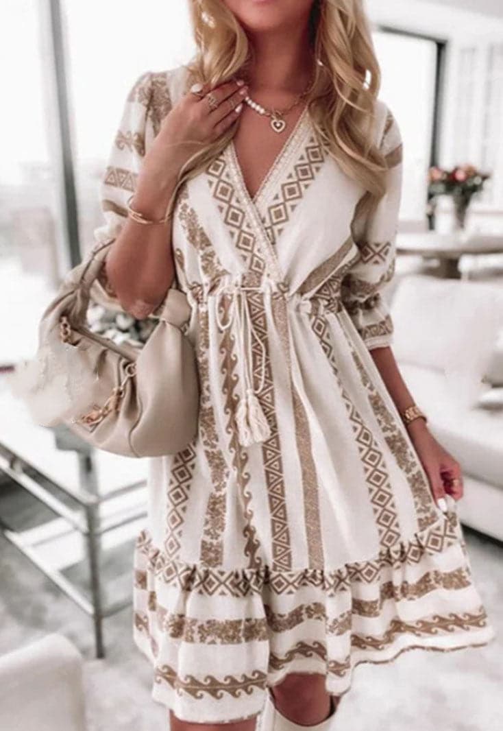 Rhombus Print Mini Dress