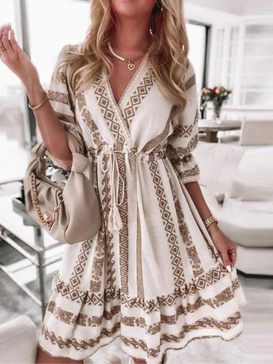 Rhombus Print Mini Dress