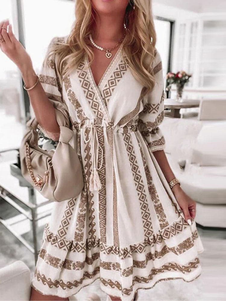 Rhombus Print Mini Dress