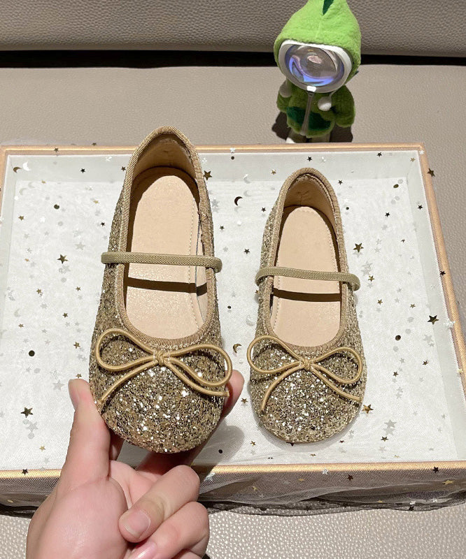 Silvery Up Flat Shoes Lace Bow