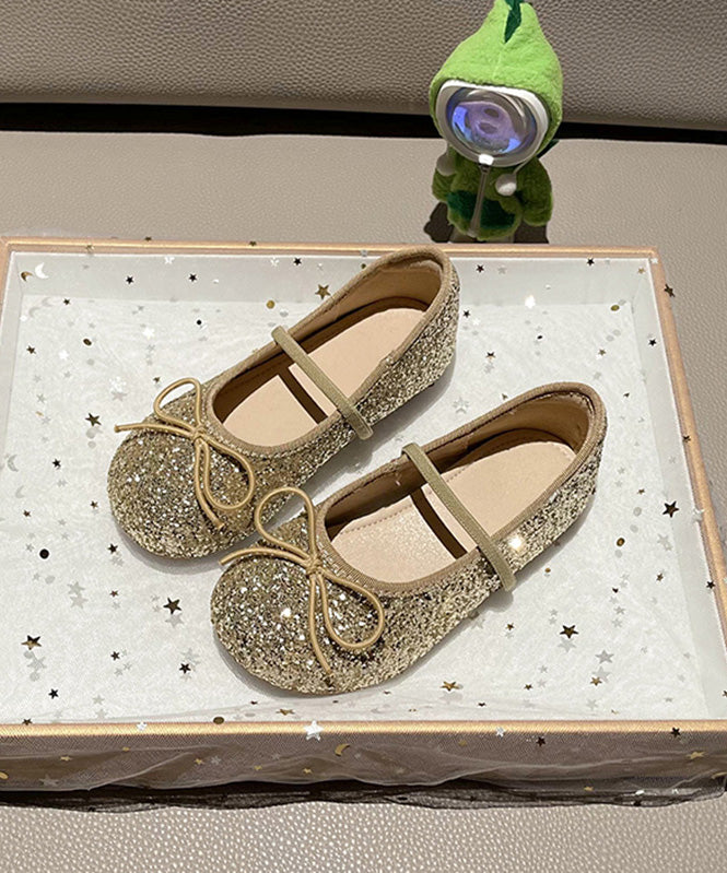 Silvery Up Flat Shoes Lace Bow