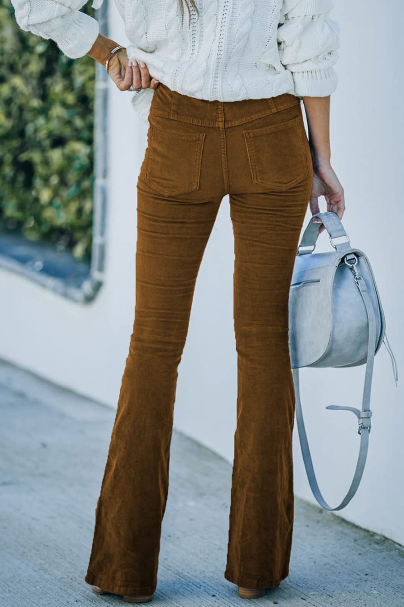 Color Corduroy High-rise Flare Pants