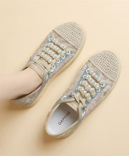Splicing Flat Feet Shoes Black Breathable Mesh Kj059