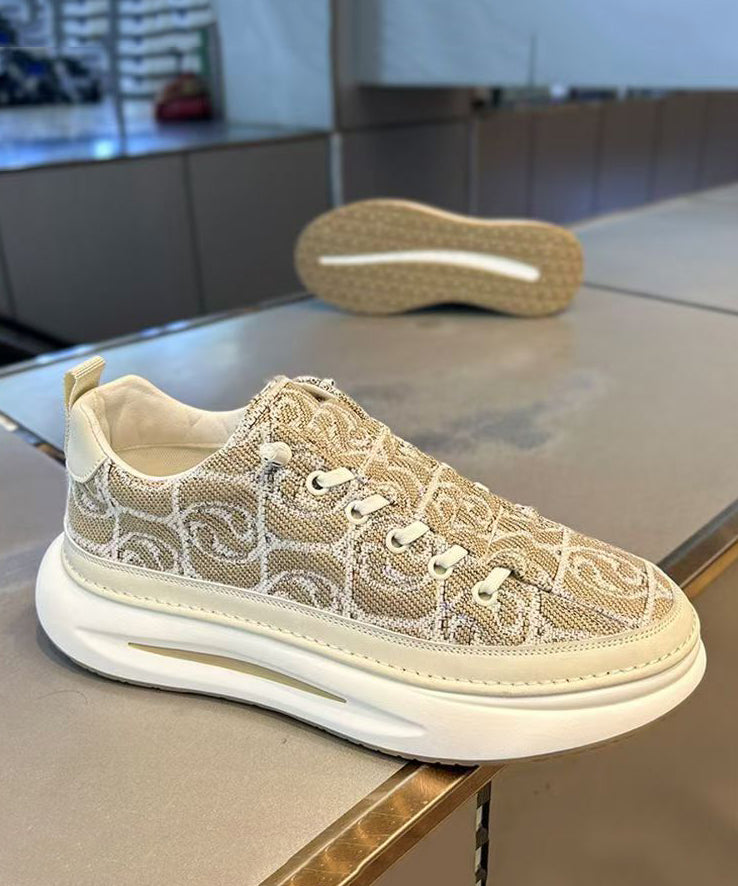 Splicing Platform Flat Shoes Red Canvas Qk055