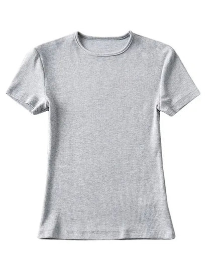 Summer Woman Skinny Fit T-shirt Tight Short-sleeve O-neck Tee Basic Crop Tops T Shirt
