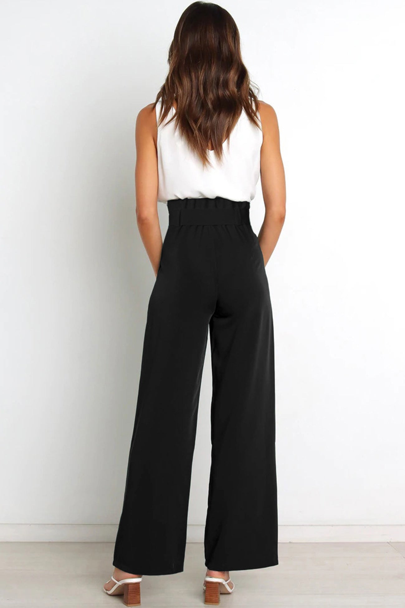 Tie-front Loose Straight Long Pants