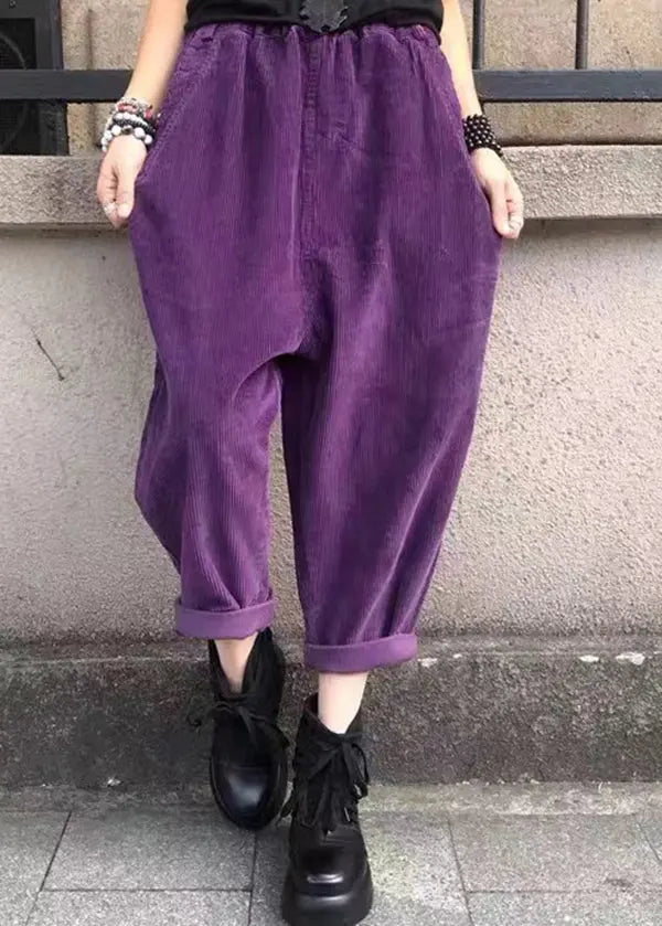 Elastic Waist Corduroy Pants