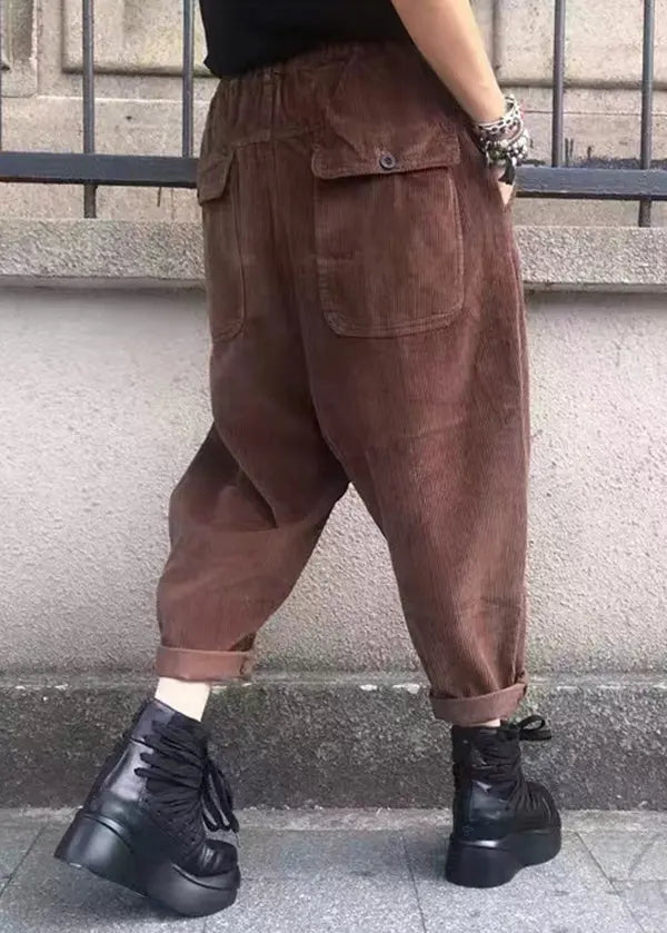 Elastic Waist Corduroy Pants