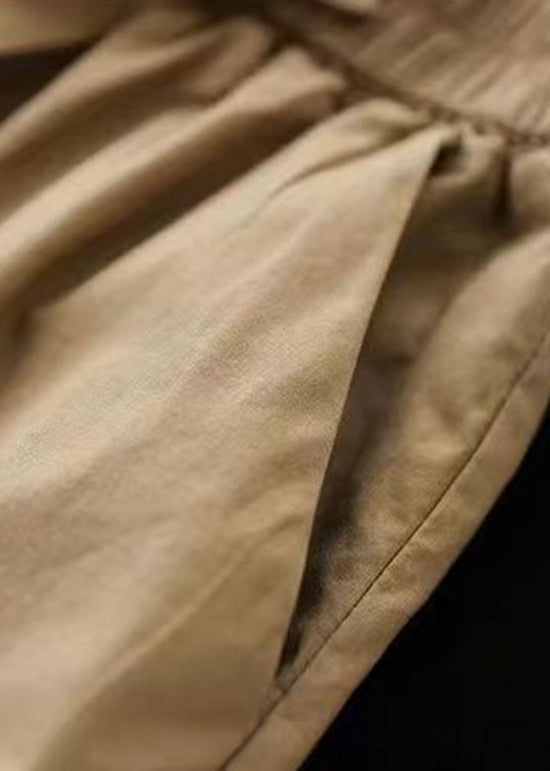 Versatile Green Elastic Waist Pleated Shorts Skirt Summer Qq1046
