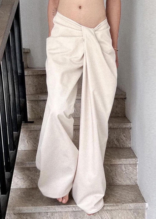 Asymmetrical Pants Spring Leg White Wide
