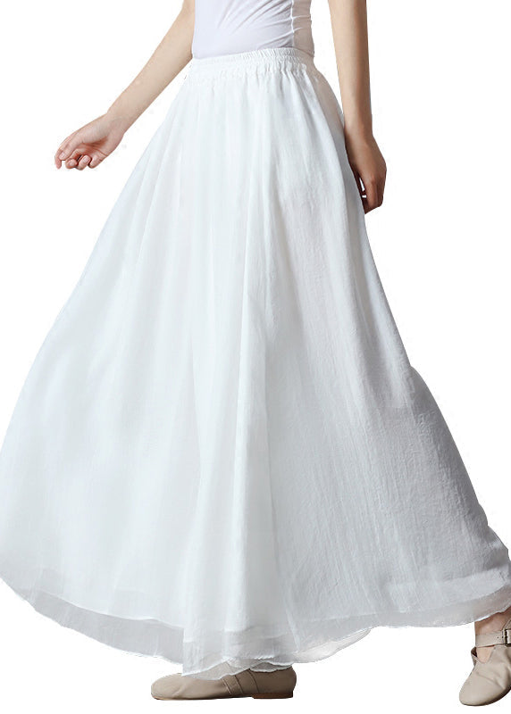 White Elastic Waist Silk Wide Leg Pants Fall Wp037
