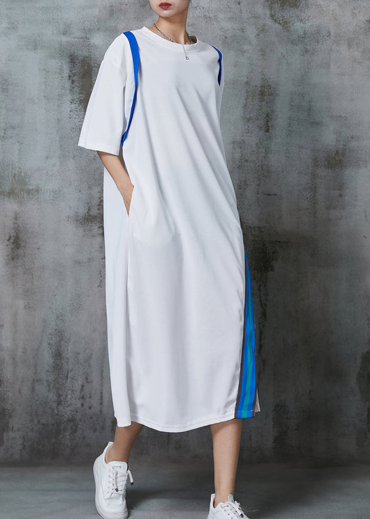 White Oversized Patchwork Cotton Long Dresses Summer Al1011