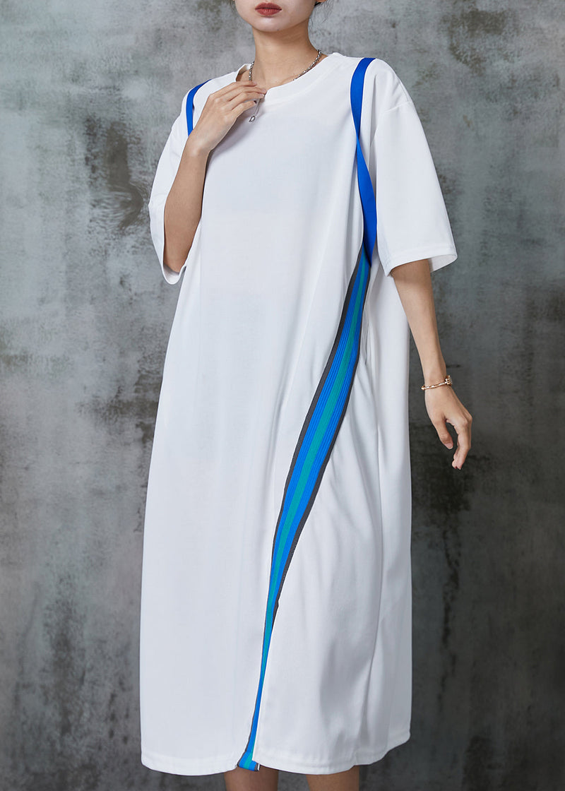 White Oversized Patchwork Cotton Long Dresses Summer Al1011