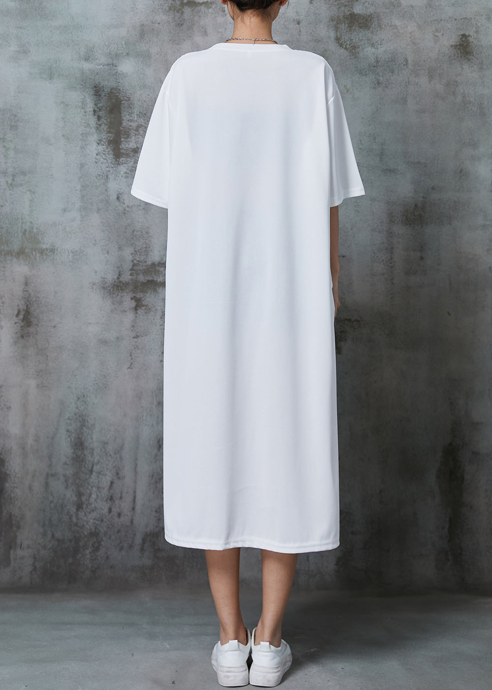 White Oversized Patchwork Cotton Long Dresses Summer Al1011