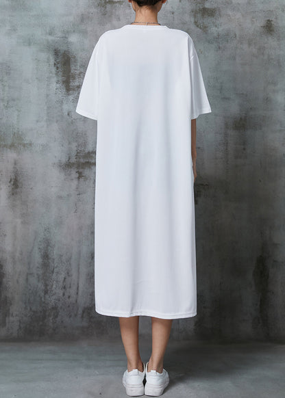 White Oversized Patchwork Cotton Long Dresses Summer Al1011