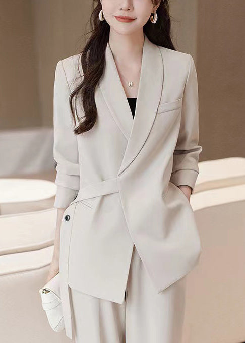 White Spandex Coats Asymmetrical Spring Yj036