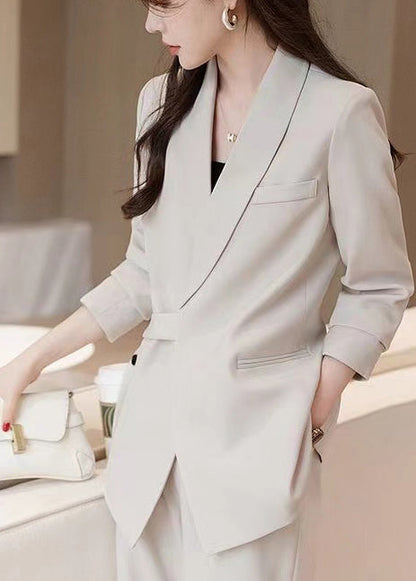 White Spandex Coats Asymmetrical Spring Yj036