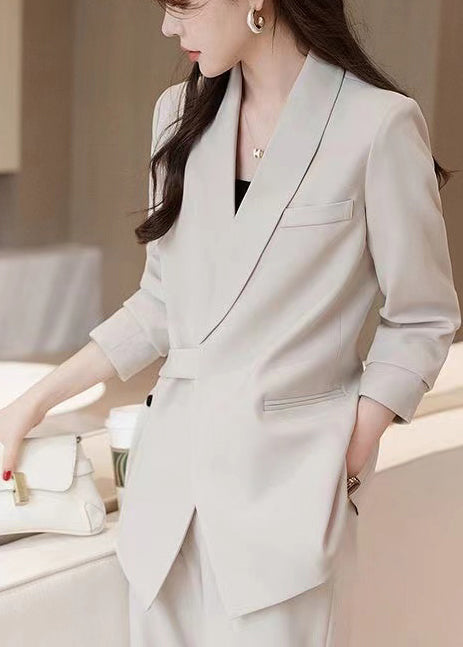 White Spandex Coats Asymmetrical Spring Yj036